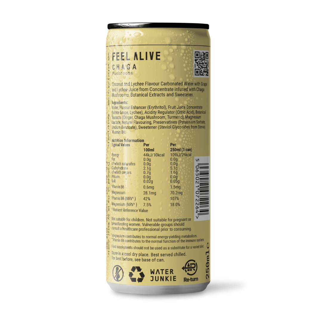 Coconut & Lychee Sparkling Chaga Mushroom Drink 4 Pack