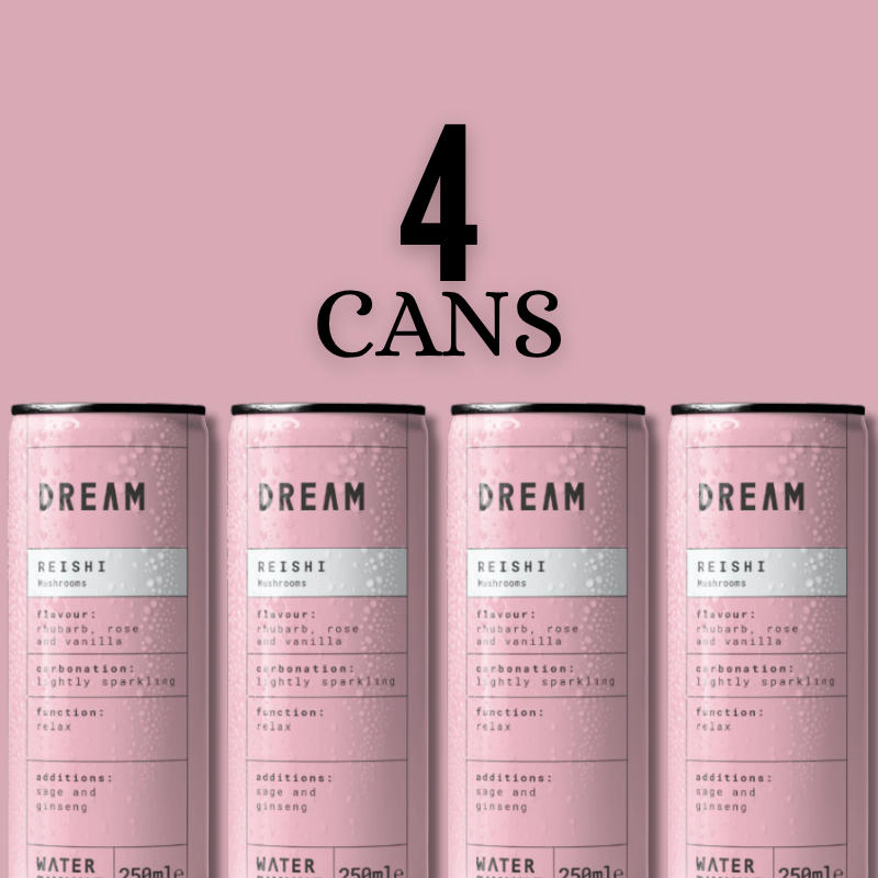 Rhubarb, Rose & Vanilla Sparkling Reishi Mushroom Drink 4 Pack
