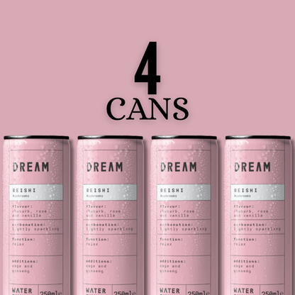 Rhubarb, Rose & Vanilla Sparkling Reishi Mushroom Drink 4 Pack
